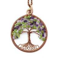 Semiprecious Jewelry Amethyst Necklace Peridot Necklace Family Tree Necklace