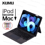 Xumu Magnetic Wireless Bluetooth Touchpad TrackPad Keyboard Case For iPad Pro 11 12.9 2021 9th 7th 8th gen 10.2 Air 3 10.5 Air 5 4 4th Gen 10.9 inch 2020 2018 Not Detachable Hasp With Pen Slot Leather Holder Stand Cover