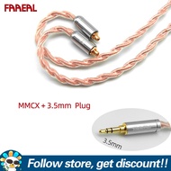 FAAEAL หูฟังสายทองแดงความบริสุทธิ์สูงเปลี่ยนหูฟังชุบทอง3.5มม.อัพเกรดหูฟังสาย2Pin 0.78มม.อัพเกรดสำหรั