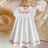 Young Girls Spring/Summer Casual Fashion New Dress, Colorful Digital Print Pattern On Front Panel, W