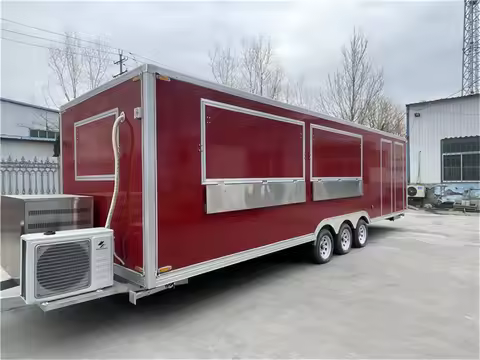 12ft Commercial Food Vans Concession Street Mobile Truck Cart Fast Food Trailer With Full Kitchen Fo