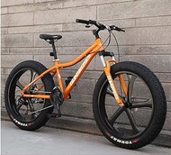 Fashionable Simplicity Adult Mountain Bikes All Terrain Road Bicycle Dual Suspension Frame Bike And Suspension Fork 26Inch Fat Tire Hardtail Snowmobile (Color : Orange 2, Size : 7Speed)