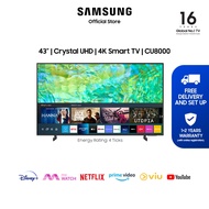 Samsung 43" CU8000 Crystal UHD 4K Smart TV (2023) 3 Ticks / 36 Months Warranty