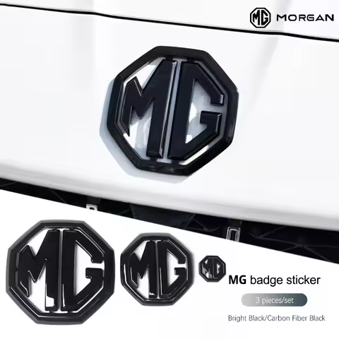 Bright Black Car Front And Rear Badge Stickers Steering Wheel Logo Sticker For MG MG4 MG5 MG6 MG7 MG