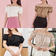 Off-Shoulder Top Korean Style Cuffed Sleeves Off Shoulder Top