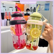 Botol Minuman, Kapasiti 1300ml,Lutsinar, Dengan Straw dan Pemegang, Tumbler