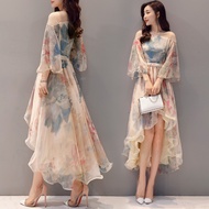 dress   E7LQ1025 Women's snow spun shoulder seven  split