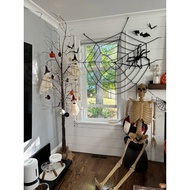 Halloween Decoration Round Spider Web Pendant Triangle Web Plush Tricky Fake Spider Outdoor Scene La
