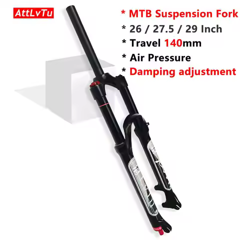 AttLvTu-Mountain Bike Air Suspension Fork, MTB 26, 27.5, 29 Inch, 140mm Travel, Rebound Adjust, Ultr