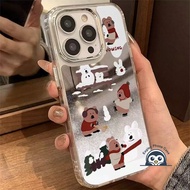 Cute Christmas Bear Mirror Phone Case For Samsung Galaxy S26 S25 Edge S24 S23 S22 S21 S10 Plus S20 F