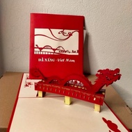 3D embossed paper card in the shape of Da Nang dragon sphere - pop up card - Vietnamese souvenir