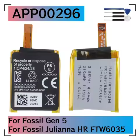 2025 YEAR New Original Battery APP00296 For Fossil Gen 5 /Fossil Julianna HR FTW6035 Battery +Tools