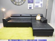 【台北二手家具】百豐悅 新北二手傢俱-二手 L型沙發 黑色 280公分 半牛皮沙發 會客沙發 汐止二手家具 士林二手家具