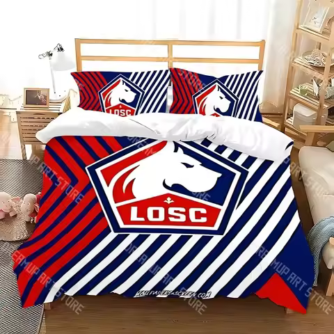 Fashion Lille OS Football Bedding Set Single Twin Full Queen King Size Bed Set Kids Bedroom Duvetcov