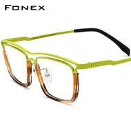 FONEX แว่นสายตาทรงสี่เหลี่ยม2024แฟชั่นสำหรับผู้หญิงกรอบแว่นตาไททาเนียมผู้ชาย F85799แว่นตาแว่นสายตา