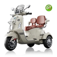 D Kids รถแบตเตอรี่เด็ก รถเวสป้าเด็ก 2 ที่นั่ง Vespa Sprint อุปกรณ์ครบ ของเล่น รถมอเตอร์ไซค์แบตเตอร