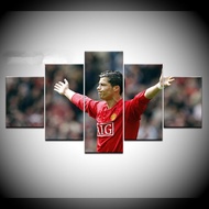 5 piece Modular canvas art Football sport player poster Cristiano Ronaldo painting framed wall art c