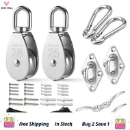 Stainless Steel Pulley System Kit-Heavy-Duty Pulley Wheel Pulley Block with Nylon Rope 4MM Hooks Pla