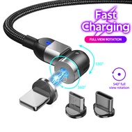 540 Degree Magnetic Fast Charging Cable Micro usb Type-C Lightning Date Cable For Xiaomi Vivo Oppo Huawei I-phone 11 XS XSMax 7 8 Usb Cord 0.5/1/2M