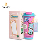 CIVAGO(17oz)แก้วน้ําหุ้มฉนวนสุญญากาศพร้อมหลอดแก้วกาแฟเซรามิกความจุขนาดใหญ่ Cartoon Series