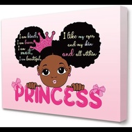 Black Girl Inspirational Quote Canvas Print, _Kind Brave Smart_, Framed Ready to Hang 12x15 Inch for