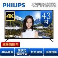 缺二手PHILIPS 43吋4K UHD 智慧連網型顯示器43PUH6002-林口家電