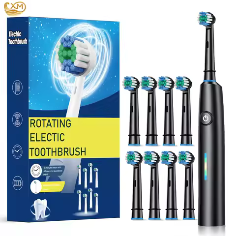 Rotating Electric Toothbrush for Adults with 8 Brush Heads Deep Clean Rechargeable Electric Toothbru