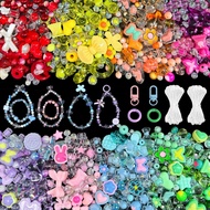 JoyJellies Assorted Acrylic Beads for Bracelets Keychain Making Kit, 8 Colors 420+PCS Mix Cute Charm