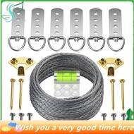 Star D-Ring, Screws, Hanging Hooks, Level-Heavy Duty Picture Wire Hanging Kit-Up to 100 Lbs Support 