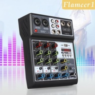 [flameer1] 4 Channel Audio Mixer Stereo DJ Mixer Portable, Compact, Sound Board System, 48V Power for Studio,