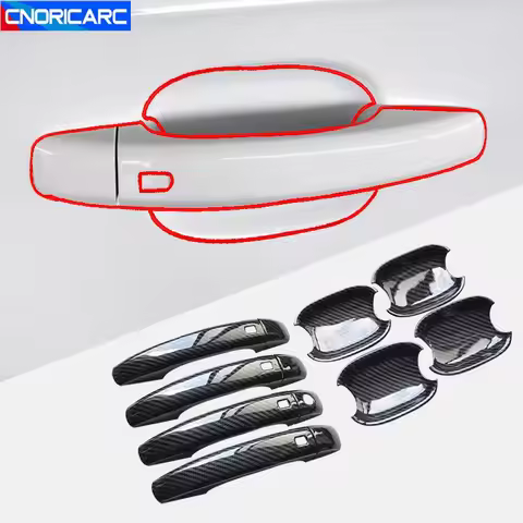 Car Styling Carbon Fiber Color Door Handles Decoration Cover Trim For Audi A4 B8 Q3 Q5 Doorknob Door