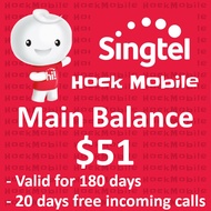 Singtel Prepaid Main Account $51 / Top Up / Renew