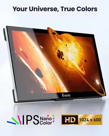 Eyoyo Raspbery Pi Screen 7-inch 1024×600 LCD Capacitive Touchscreen Monitor with Stand, Mini Portabl