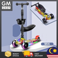 GMshop Children Scooter Four Wheel Foldable Flashing Wheel Music Type 2 To 10 Years Old Scooter