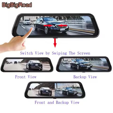 BigBigRoad Car DVR Dash Camera Cam IPS Stream RearView Mirror For Suzuki Kizashi Ignis Celero Solio 