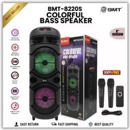 BMT-8220S Portable Bluetooth Speaker with LED Lights Wireless Speaker with 2 Mics & Remote High Bass