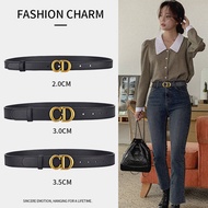 【2.0/3.0cm】Athosline CD Belt for Women Jeans Dress Fashion Black Ins Accessories Gift Box 3.0cm Gold Buckle Beauty Thin