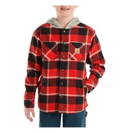 KEMEJA Carh*rt boys flanner snap front hooded shirt jacket flannel shirt hoodie carh*art