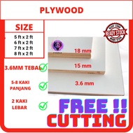 WHITE PLY WOOD-[3.6mm thickness ](5-8length x 2wide)ft Multipurpose Plywood Timber| Panel Papan Kayu