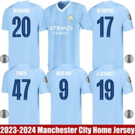 XY Qy 2023-2024 Manchester City Home Jersey DeBruyne Grealish Bernardo Alvarez Foden Haaland Footbal