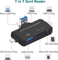 7 合 1 多功能 Micro SD 讀卡機適用於 Android Type C Lightning USB、Micro SD 卡轉 USB 轉接器、USB C  pilckp 7 in 1 Multifunction Micro SD Card Reader for Android Type C Lightning USB, Micro SD Card to USB Adapter, USB C Type-C 多功能 Adaptor  轉換器 快速充電 配適器 適配器 集線器  擴展器 分線器