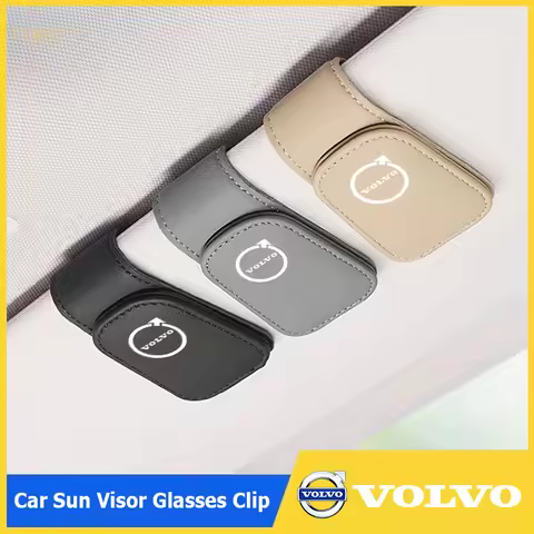 New Volvo Leather Car Glasses Clip Magnetic Sunglasses Holder For Volvo XC90 V90 V60 XC60 V40 EC40 E