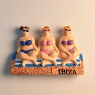 Spain Ivisa Beach Ocean Style Tourist Souvenirs Resin Painted Decoration Magnetic Refrigerator Stick