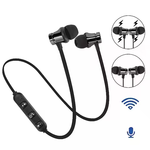 3D Stereo Music Headphones Magnetic Neckband Wireless Earphone For iPhone Huawei Xiaomi Phone Gym Wo