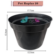 PROMO LUSINAN Pot Bunga Murah /Pot Tanaman /Pot Plastik uk 20 CM Hitam