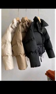 全新吊牌未拆] 韓版韓系立領雙口袋拉鏈設計感麵包服保暖外套 短款拉鏈棉外套 用料紮實保暖