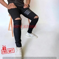 SELUAR JEANS SKINNY TON 3 LINE / JEANS KOYAK KAIN GETAH / RIPPED JEANS