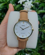 Win Watch shop นาฬิกา Casio รุ่น LTP-VT01GL-7B นาฬิกาผู้หญิงสายหนังสีเบจ รุ่นใหม่ล่าสุด- มั่นใจ ของแท้ 100% รับประกันสินค้า 1 ปีเต็ม