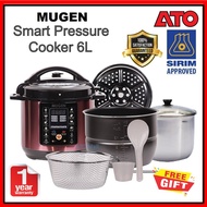 [SIRIM] MUGEN Smart Pressure Cooker 6L Non Stick Pot Stainless Steel Inner Pot (With Free Gifts) - R