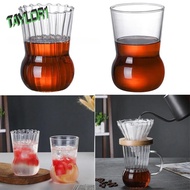 TAYLOR1 Glass Coffee Pot, Handle Wood Stand Coffee Dripper, Durable Coffee Filter Heat-resistant Stripes Coffee Server Set Restaurant